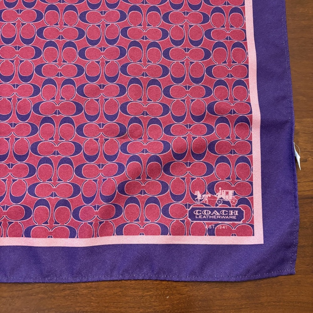 COACH x MISS Scarf Signature C Monogram Polyester Purple Pink Y2K Accessory 27"